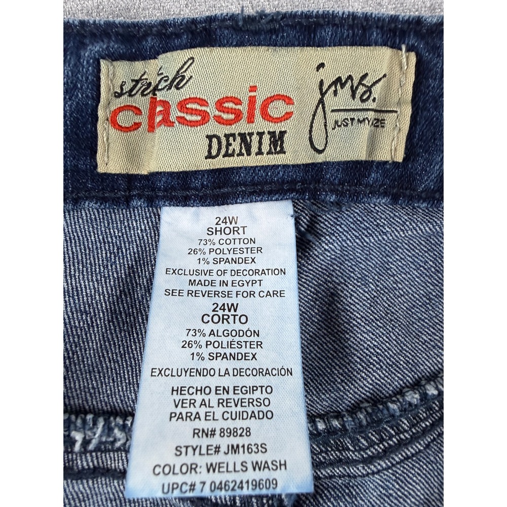 Just My Size JMS Stretch Classic Denim Jeans 24W Short Wells Wash Blue JM163S - Picture 4 of 9